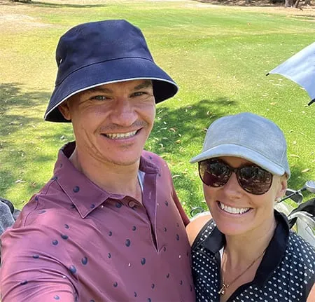 Todd and his playing partner taking a selfie between shots on the course