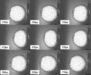 golf ball being compressed